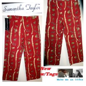 Samatha Stretch Petite NWT Red Western Crop Pants